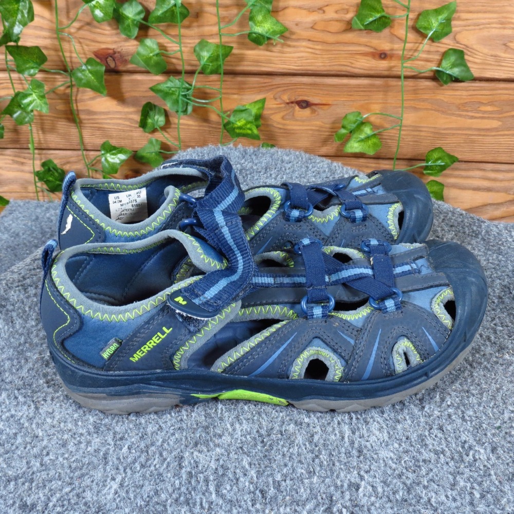 Merrell Hydro Hiker Kids Sport Sandals Sz 4M Outdoor Hiking Blue Textile Leather - Picture 3 of 7
